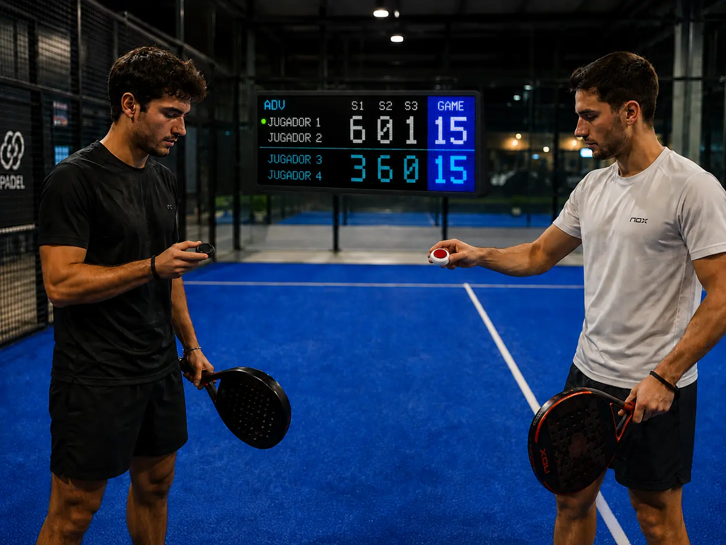 Marcador LED para pádel instalado en una cancha indoor en México